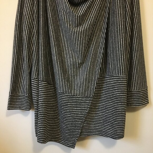Jones New York Modern Grey and Black Pinstripe Wrapover Sweater - Picture 4 of 16